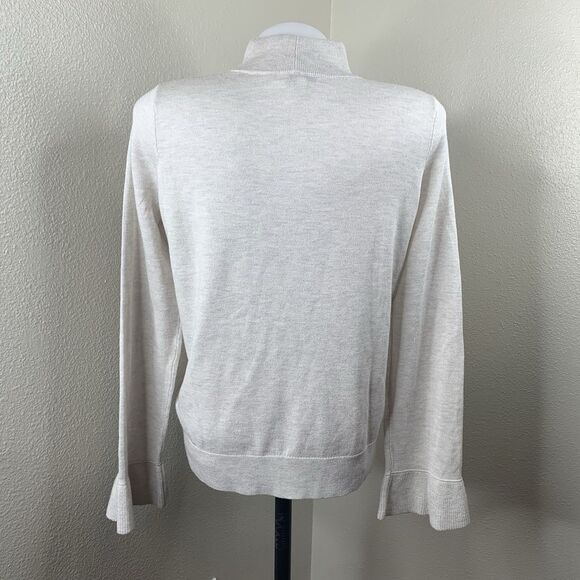 Joie Mock Neck Wool Silk Blend Long Sleeve Sweater Top Sz S Cream Ivory - Picture 4 of 7